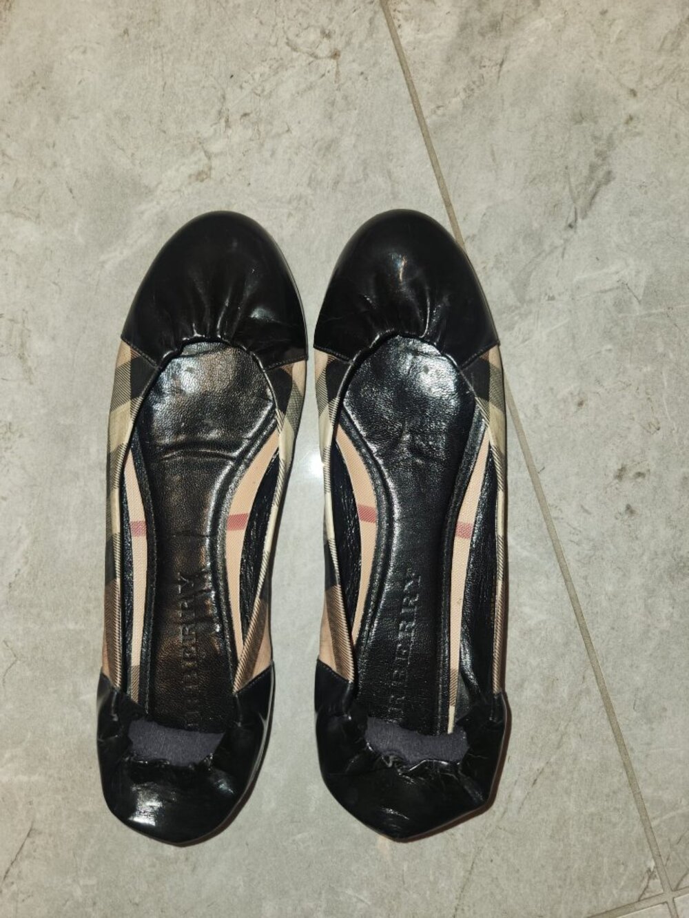 Burberry Patent Leather ballet flats 40EU Black, Leather